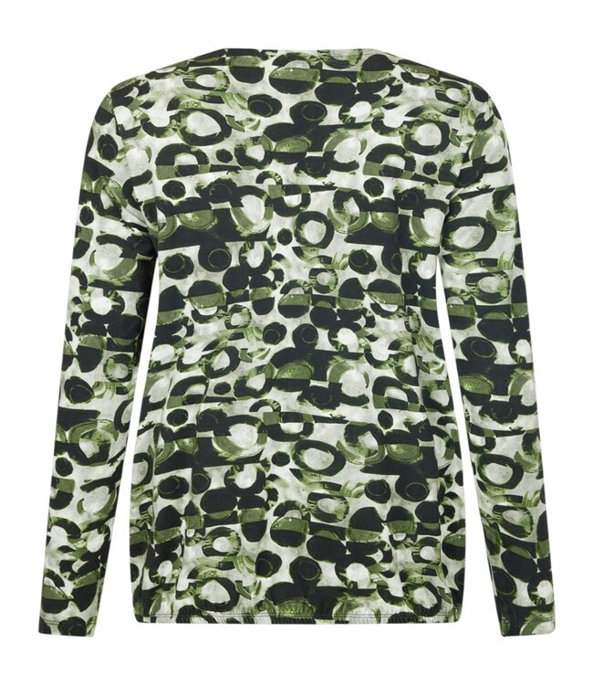 dames blouson shirt elastiek cirkelpatroon groen Sunday (lange mouw)