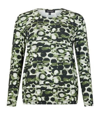 Sunday dames blouson shirt elastiek cirkelpatroon groen Sunday (lange mouw)