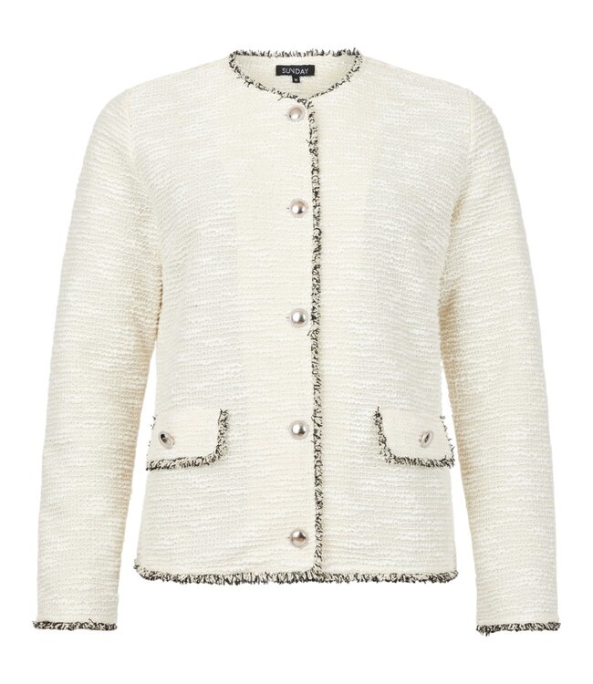 chique dames jasje met structuur en drukknopen offwhite Sunday