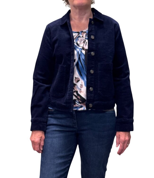 dames blouson shirt animal blauw- beige 3/4 mouwlengte