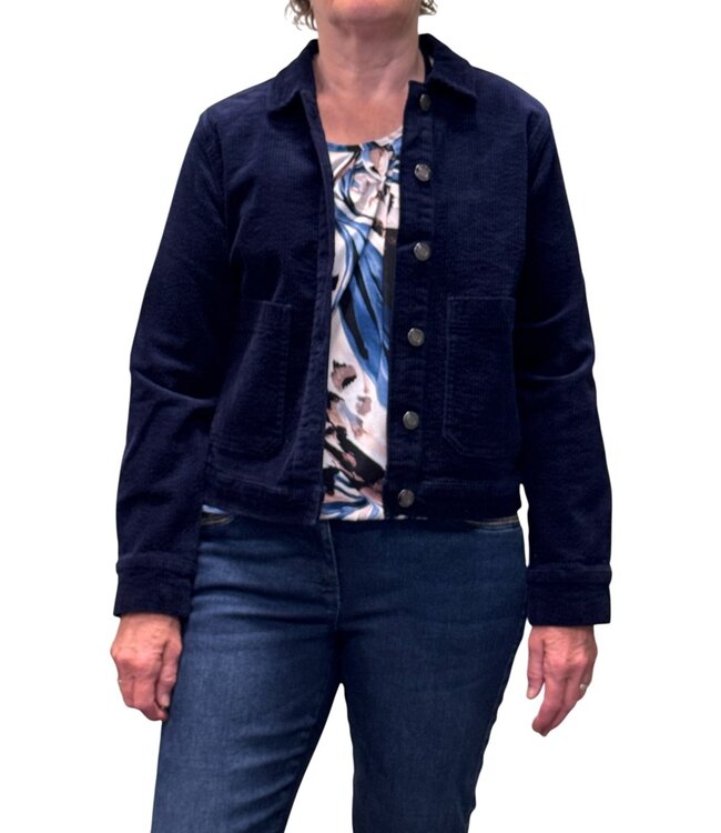 sportief vest jasje rib- stof marine