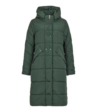 Frandsen lange winterjas padded groen met capuchon Frandsen