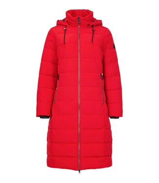 Frandsen lange winterjas padded rood met capuchon Frandsen