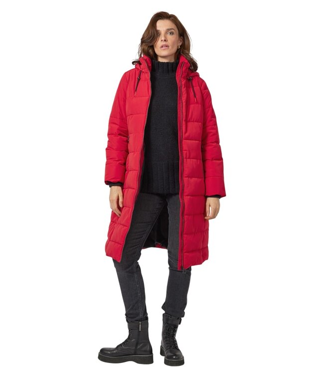 lange winterjas padded rood met capuchon Frandsen