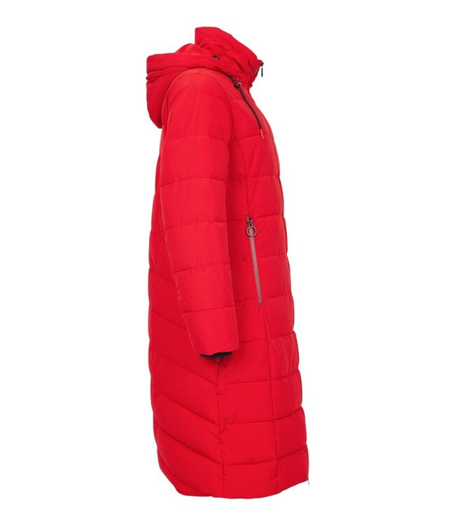 lange winterjas padded rood met capuchon Frandsen