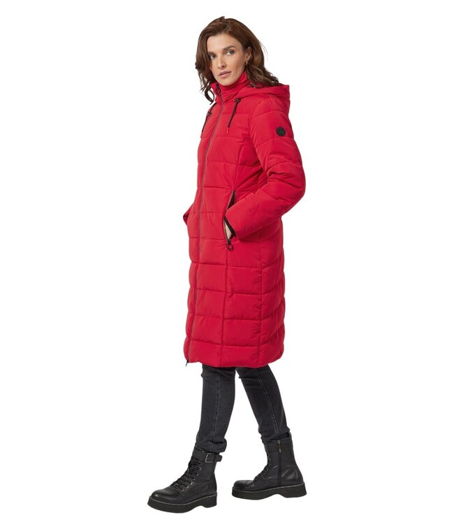 lange winterjas padded rood met capuchon Frandsen