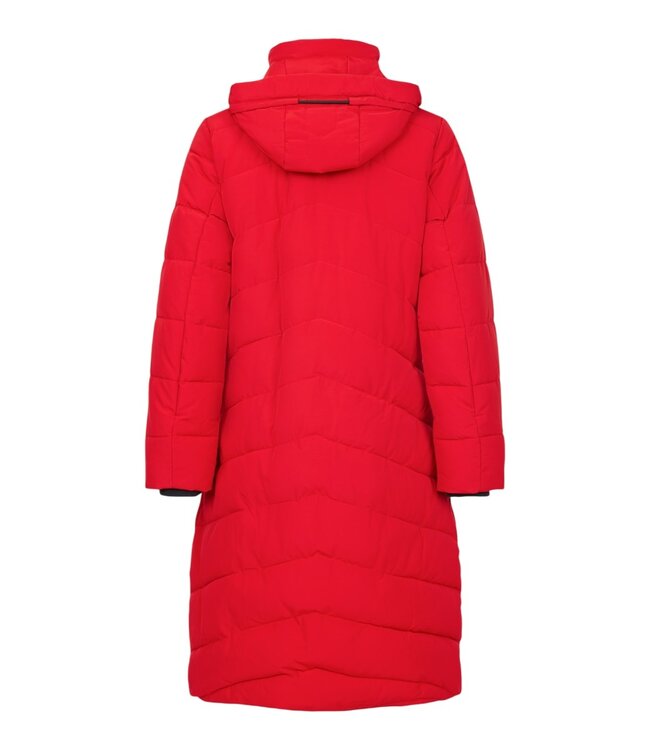 lange winterjas padded rood met capuchon Frandsen