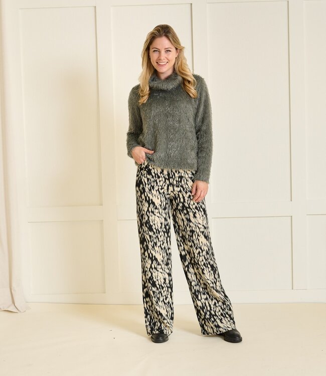 harige dames blouson pullover hangcol grijs