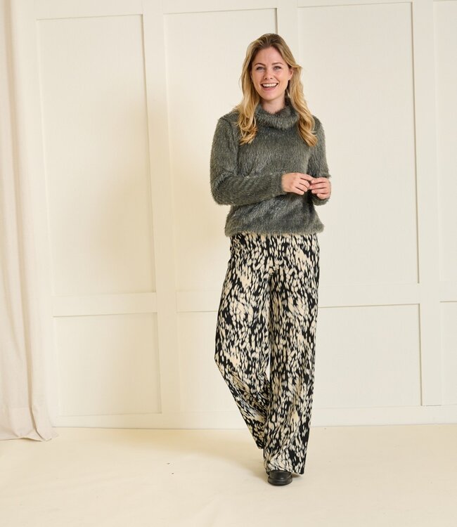 harige dames blouson pullover hangcol grijs