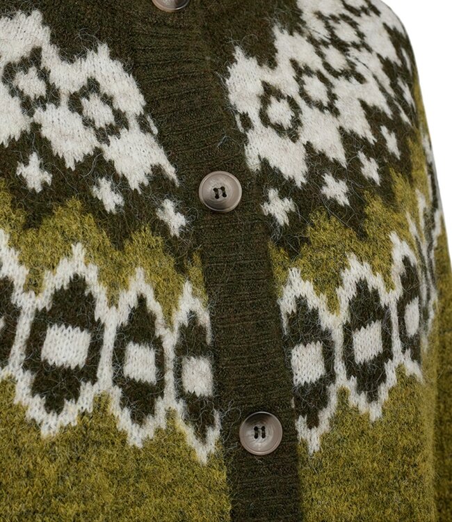 dames vest met knopen en wol Novala groen FreeQuent