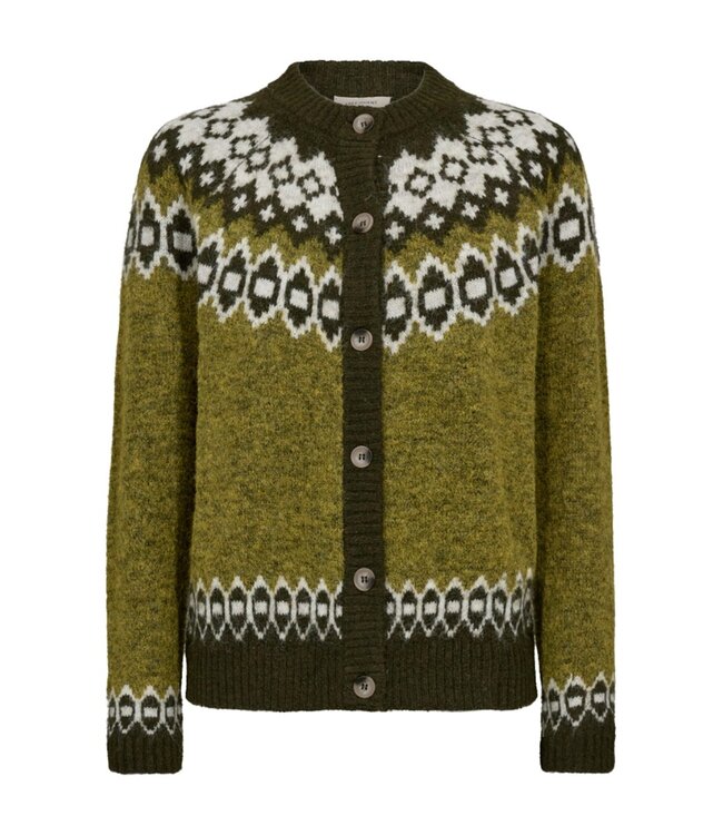 dames vest met knopen en wol Novala groen FreeQuent