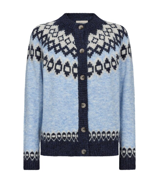 dames vest met knopen en wol Novala blauw FreeQuent