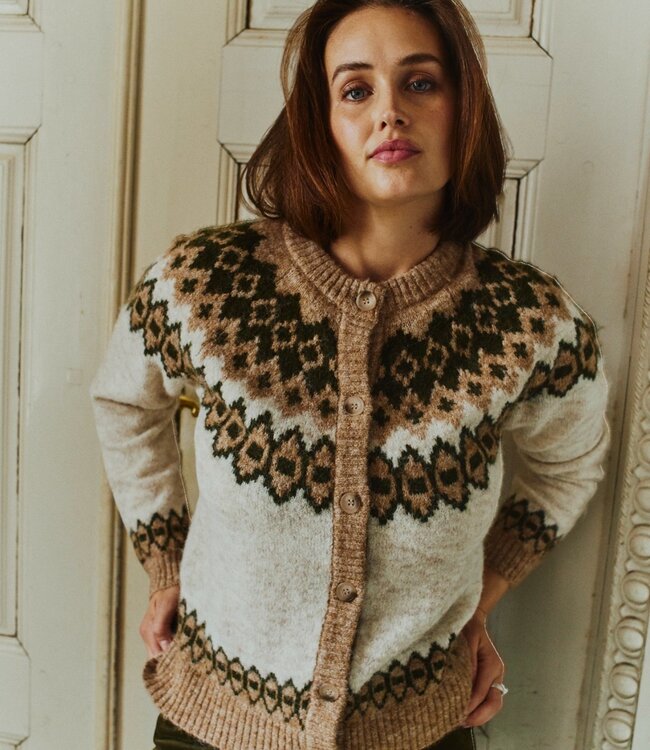 dames vest met knopen en wol Novala beige FreeQuent