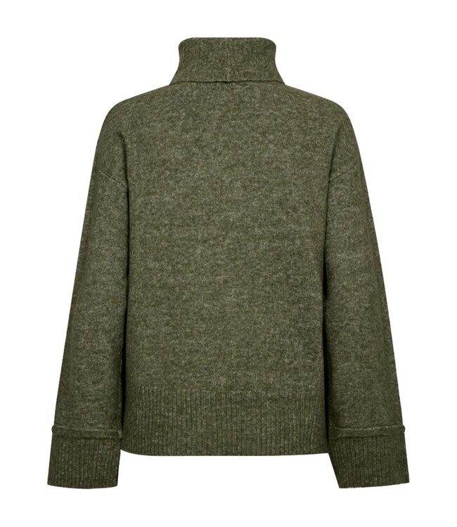 dames trui knopen en rolneck groen "Mulle" FreeQuent