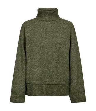 FreeQuent dames trui knopen en rolneck groen "Mulle" FreeQuent