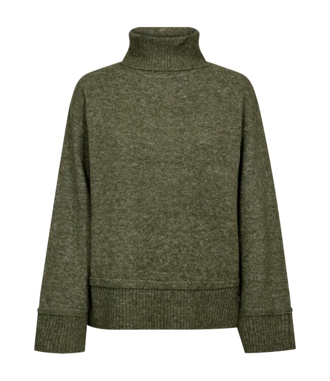 dames trui knopen en rolneck groen "Mulle" FreeQuent