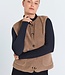 zacht dames gilet met knopen en zakjes taupe "Teddy" - FreeQuent