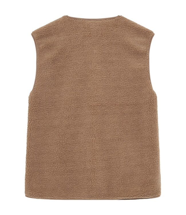 zacht dames gilet met knopen en zakjes taupe "Teddy" - FreeQuent