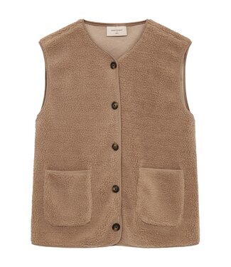 FreeQuent zacht dames gilet met knopen en zakjes taupe "Teddy" - FreeQuent