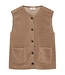 zacht dames gilet met knopen en zakjes taupe "Teddy" - FreeQuent