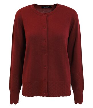 Signature chique katoenen dames vest met gewerkte boord bordeaux Signature
