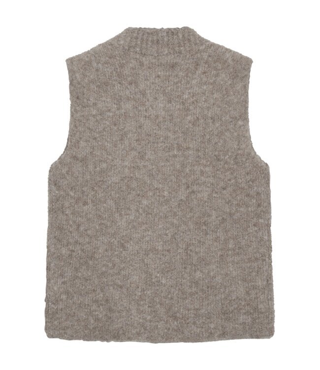 dames gilet met knopen en 10% wol "JUMP" taupe FreeQuent