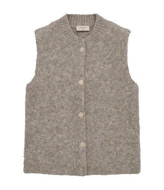 FreeQuent dames gilet met knopen en 10% wol "JUMP" taupe FreeQuent