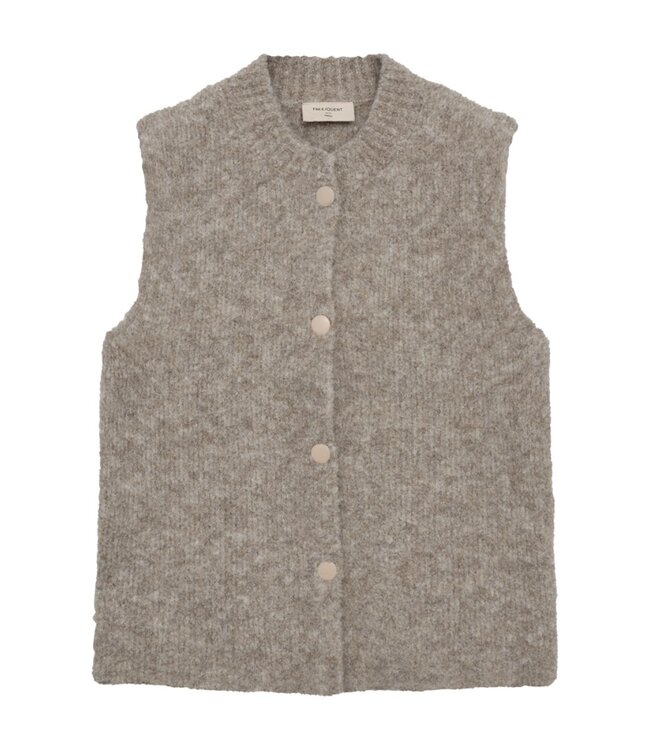 dames gilet met knopen en 10% wol "JUMP" taupe FreeQuent