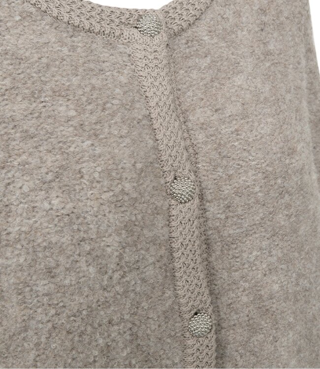 kort dames vest met knopen en 10% wol "Christa"  taupe FreeQuent