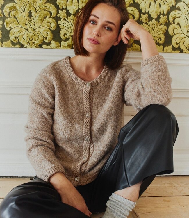 kort dames vest met knopen en 10% wol "Christa"  taupe FreeQuent