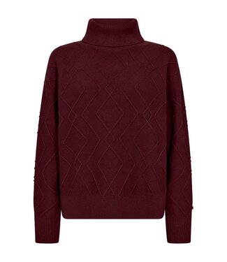 FreeQuent dames pullover kabel- structuur col "Saturn" bordeaux FreeQuent