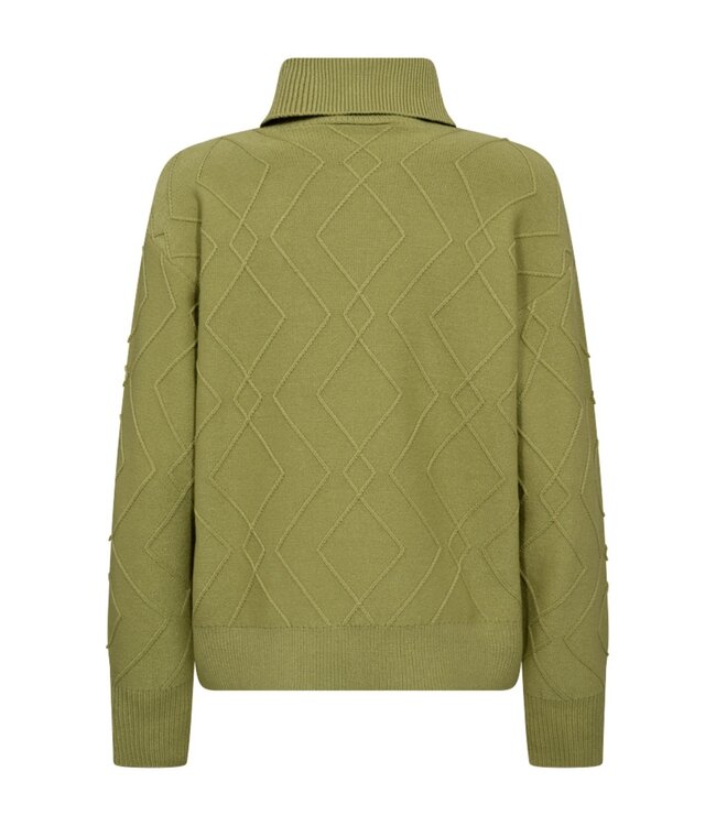 dames pullover kabel- structuur col "Saturn" groen FreeQuent