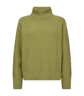 FreeQuent dames pullover kabel- structuur col "Saturn" groen FreeQuent