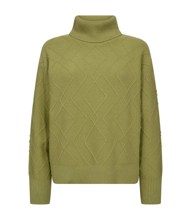 dames pullover kabel- structuur col "Saturn" groen FreeQuent