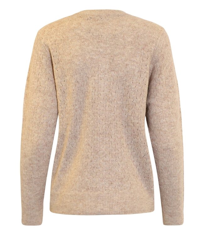 dames vest met knopen en pareltjes 5% wol camel Brandtex