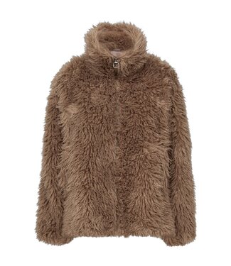 FreeQuent zachte dames jas Faux- fur "Fine" met ritssluiting Desert Taupe FreeQuent