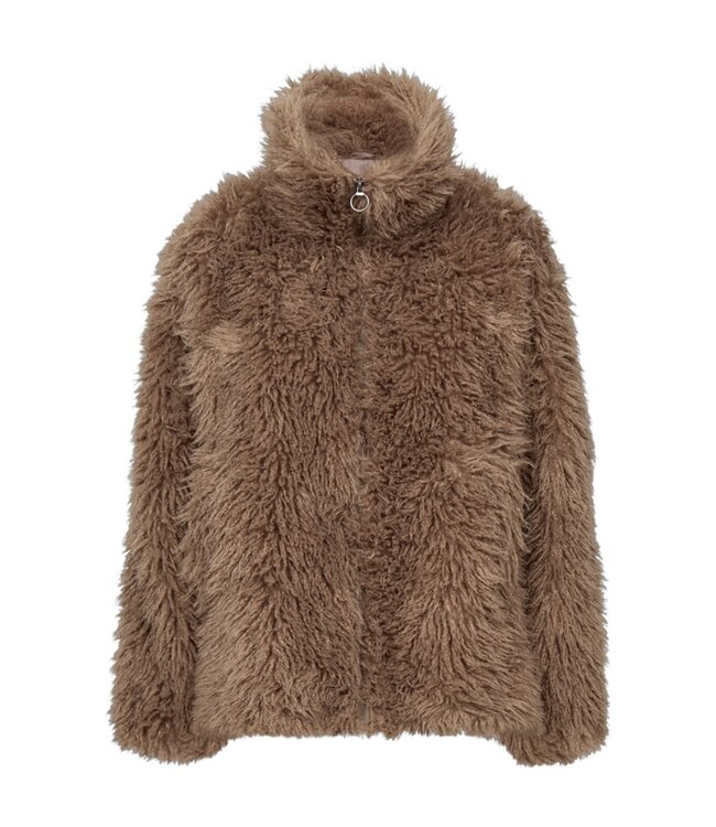 zachte dames jas Faux- fur "Fine" met ritssluiting Desert Taupe FreeQuent