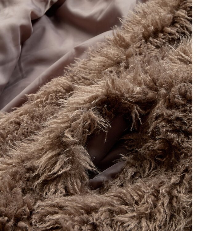 zachte dames jas Faux- fur "Fine" met ritssluiting Desert Taupe FreeQuent