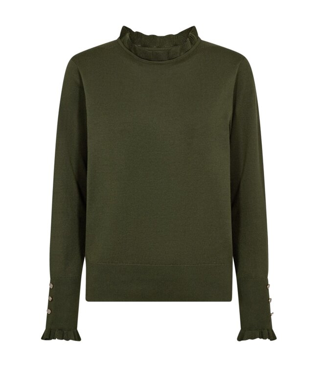 dames pullover "Katie" roesel- boordje mosgroen FreeQuent