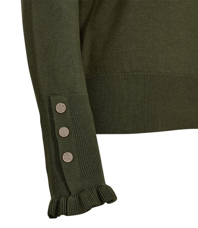 dames pullover "Katie" roesel- boordje mosgroen FreeQuent