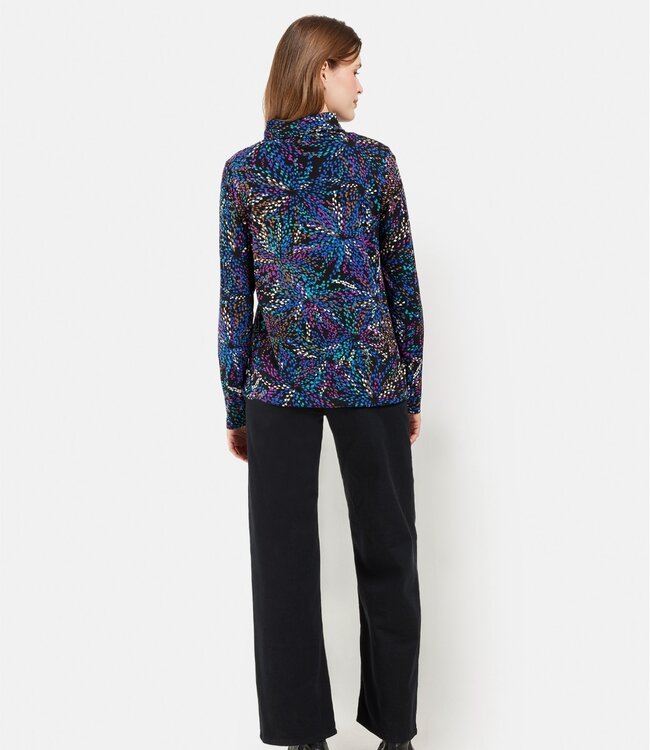 dames blouson shirt elastiek "fireworks" blauw Signature