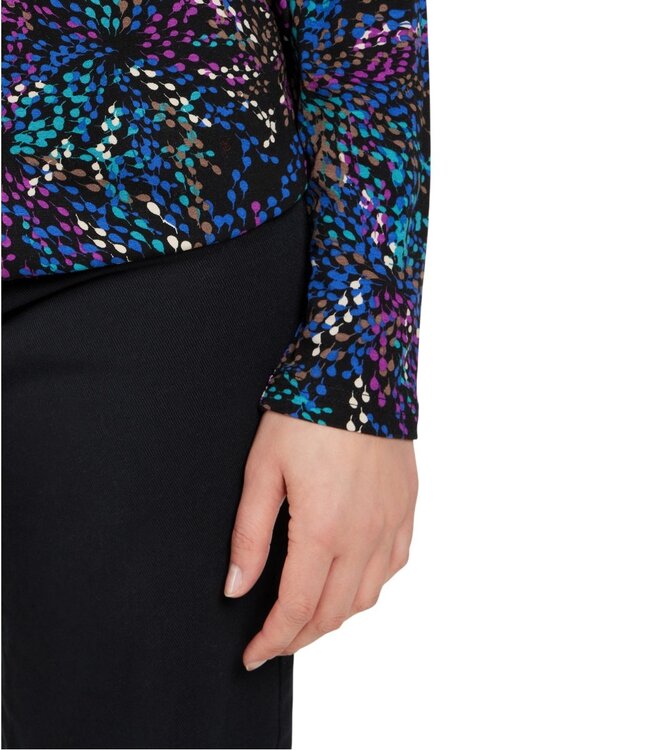 dames blouson shirt elastiek "fireworks" blauw Signature