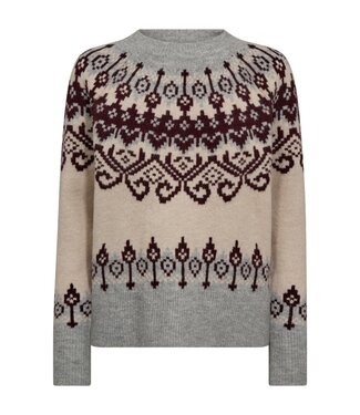 FreeQuent Noorse dames trui met print grijs FreeQuent FreeQuent Noorse dames trui met print grijs FreeQuent