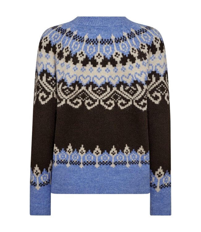 Noorse dames trui met print blauw FreeQuent