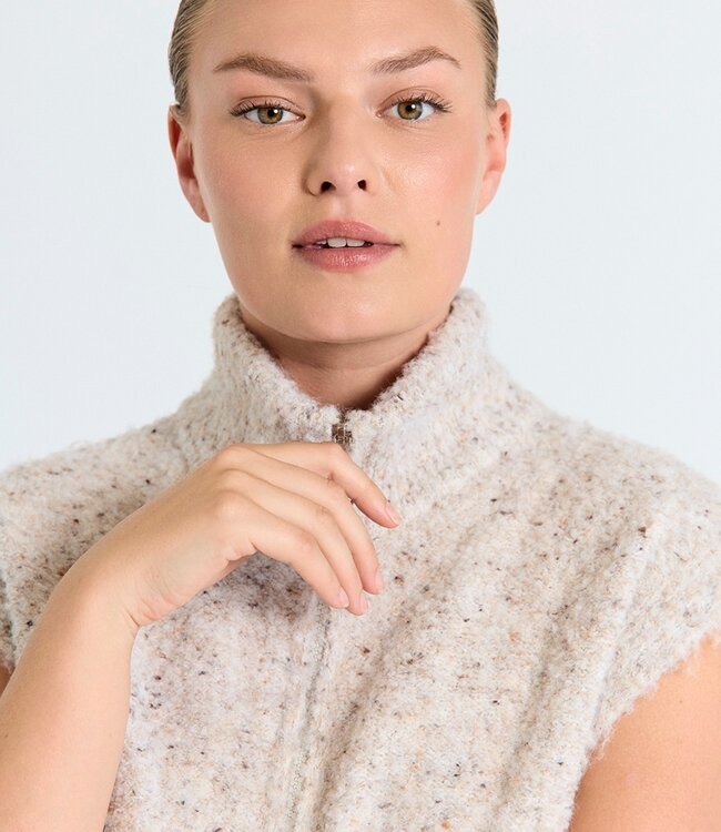 dames gilet met ritssluiting "Nemes" gemeleerd beige FreeQuent