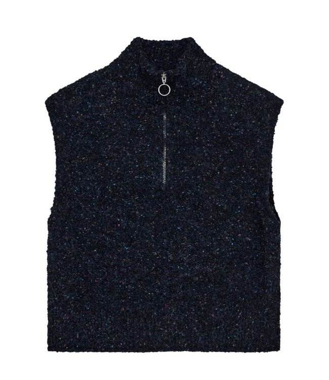dames gilet met ritssluiting "Nemes" gemeleerd marine FreeQuent