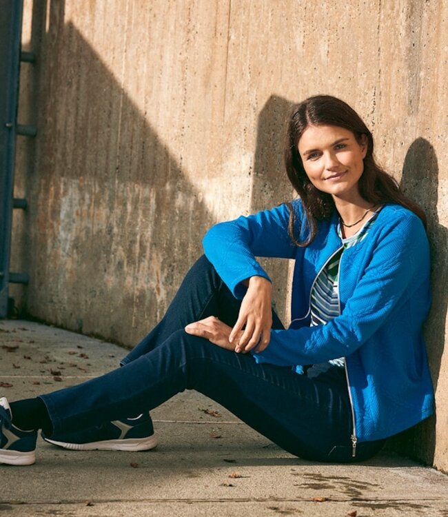 chique dames jasje kabel- structuur blauw Sunday