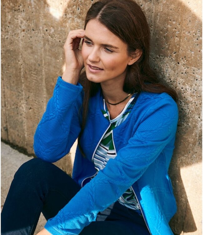 chique dames jasje kabel- structuur blauw Sunday