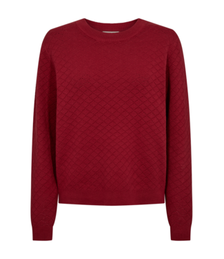 FreeQuent dames pullover "Dodo" met patroon Square bordeaux- rood FreeQuent