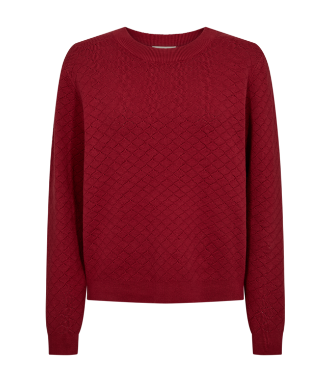 dames pullover "Dodo" met patroon Square bordeaux- rood FreeQuent